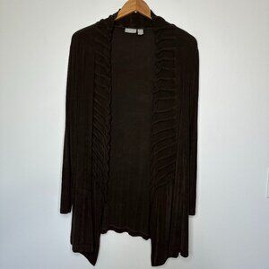 Chicos Travelers Brown Cardigan 2 Topper Long Size L